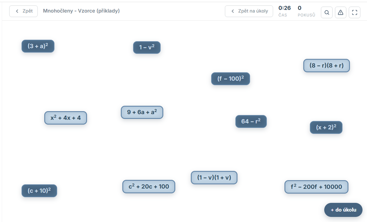 Párování matematických výrazů v Přijat.com